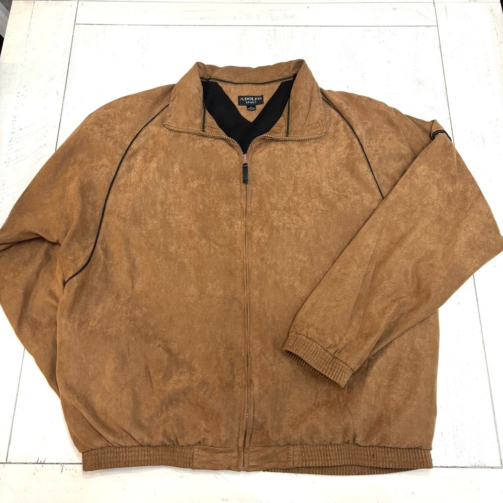 Adolfo Men's Brown Faux Suede Jacket Sz L